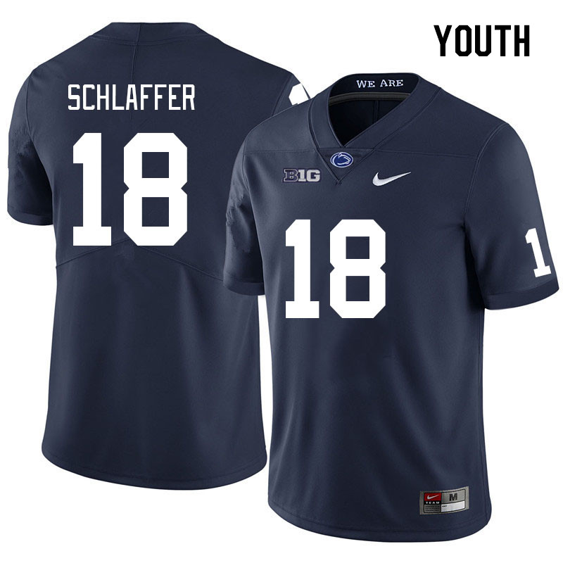 Youth #18 Joey Schlaffer Penn State Nittany Lions College Football Jerseys Stitched Sale-Navy - Click Image to Close